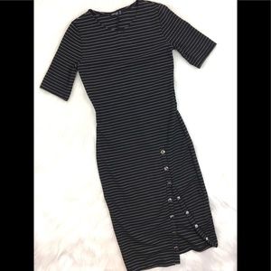 Popular Basics Body Con Stripe Dress, Sz Small